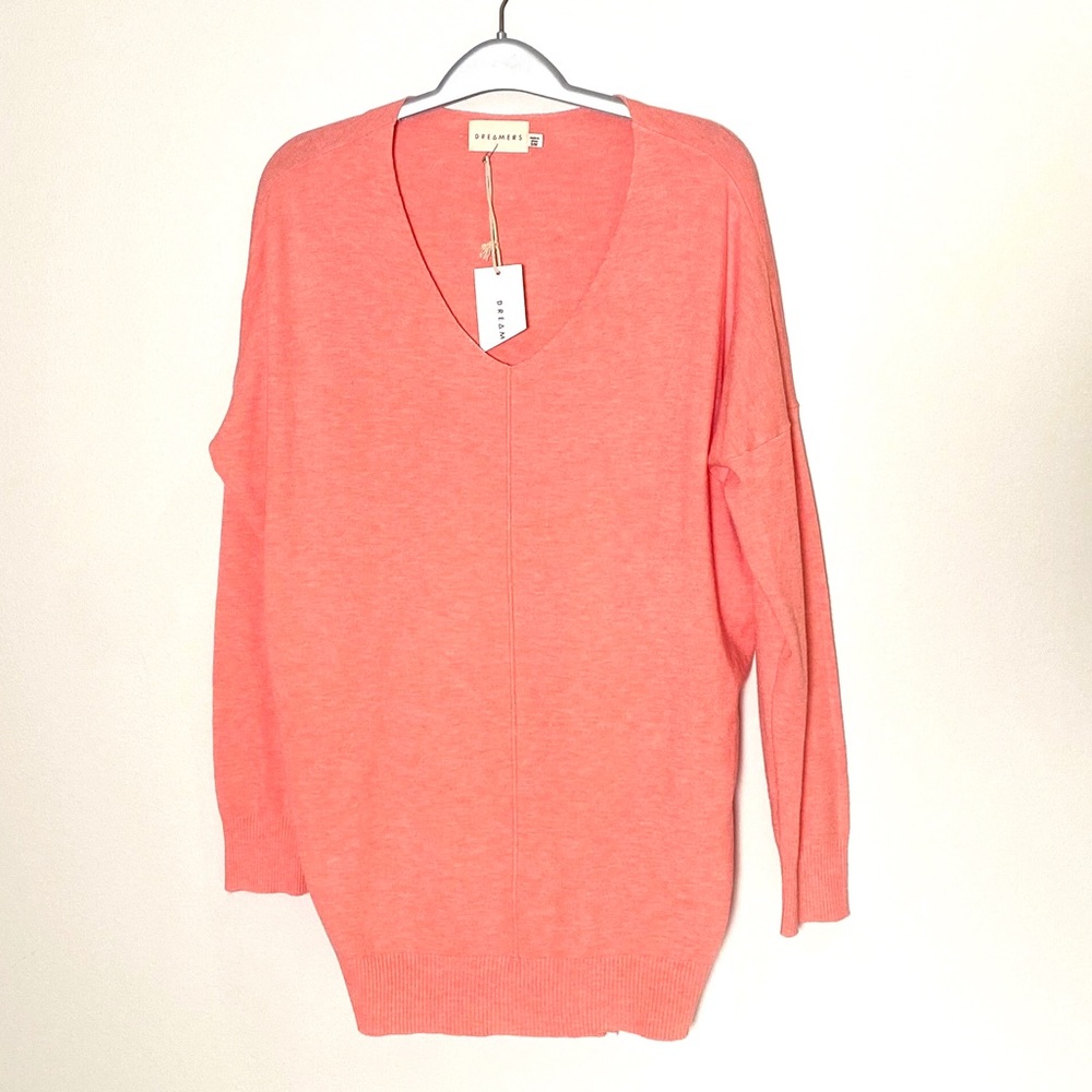 NWT Dreamers V-Neck Soft Coral Tunic Sweater